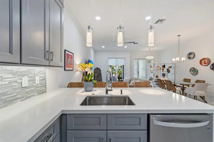 Kitchen into living room