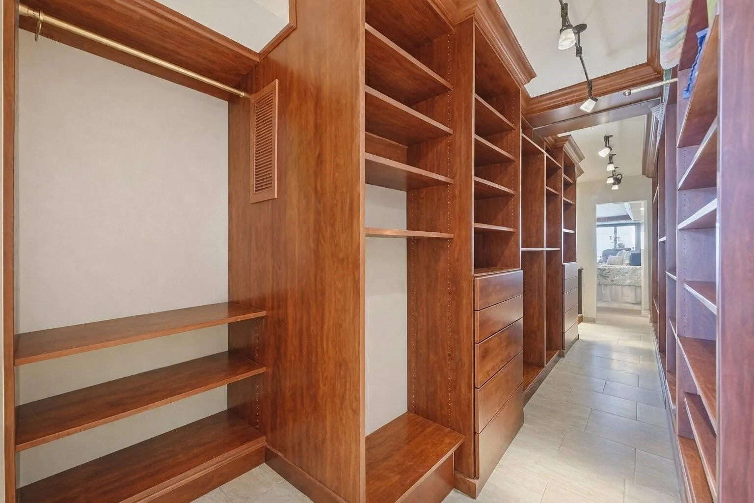 Virtually staged Empty Primary closet
