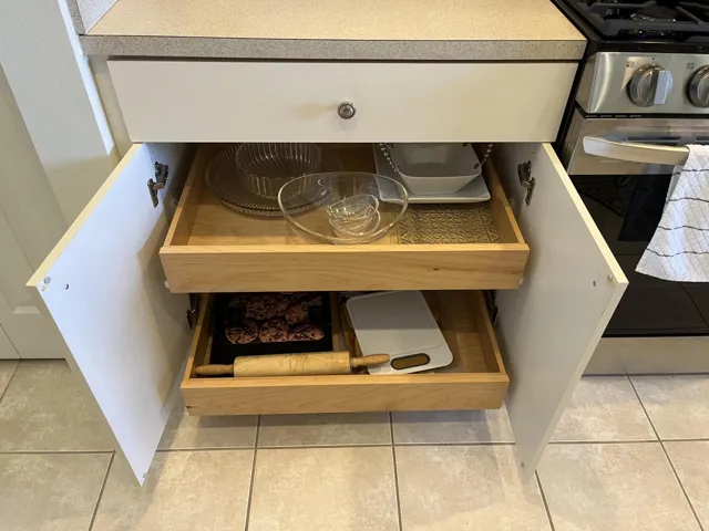 Glide-outs for easy access in kitchen
