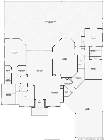 the oversized patio and pool are the back part of the floor plan.
