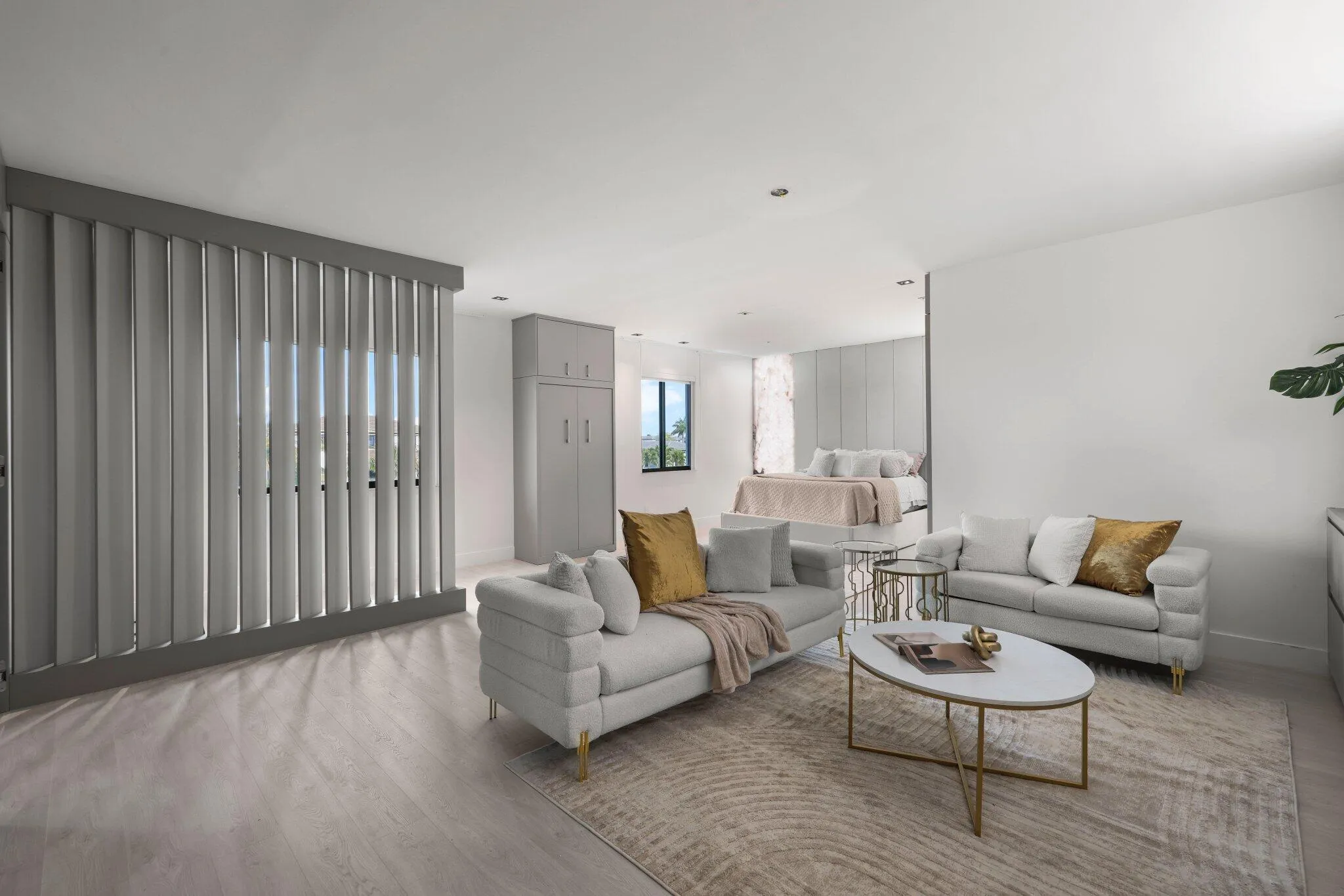 Primary Suite Sitting Area w/ custom onyx wall decor