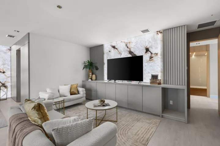 Primary Suite Sitting Area w/ custom onyx wall decor