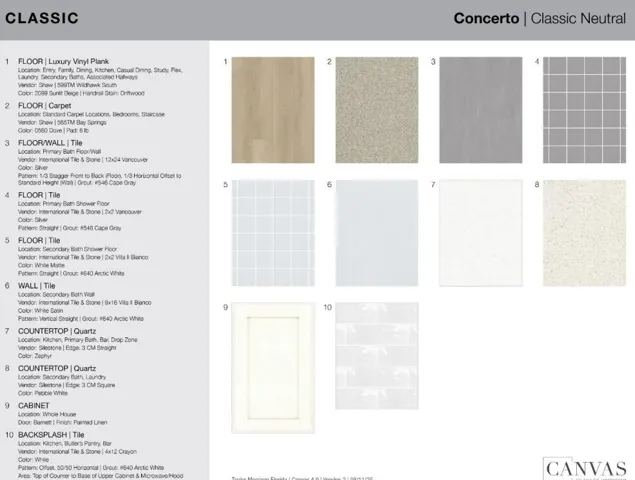 11954 SW Macelli Way design selections. Home is currently under construction and selections are subject to change.