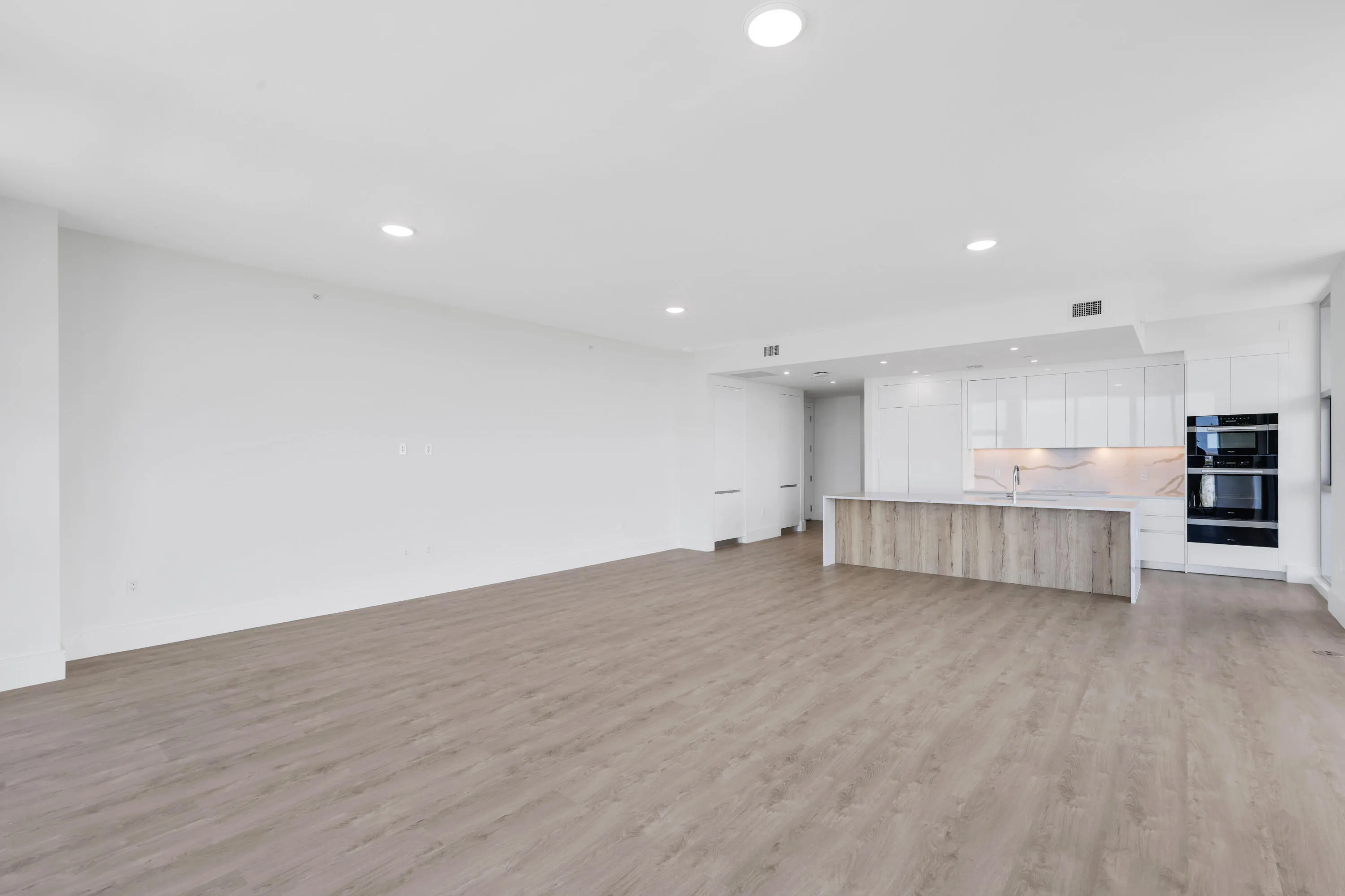 side view of great room and kitchen