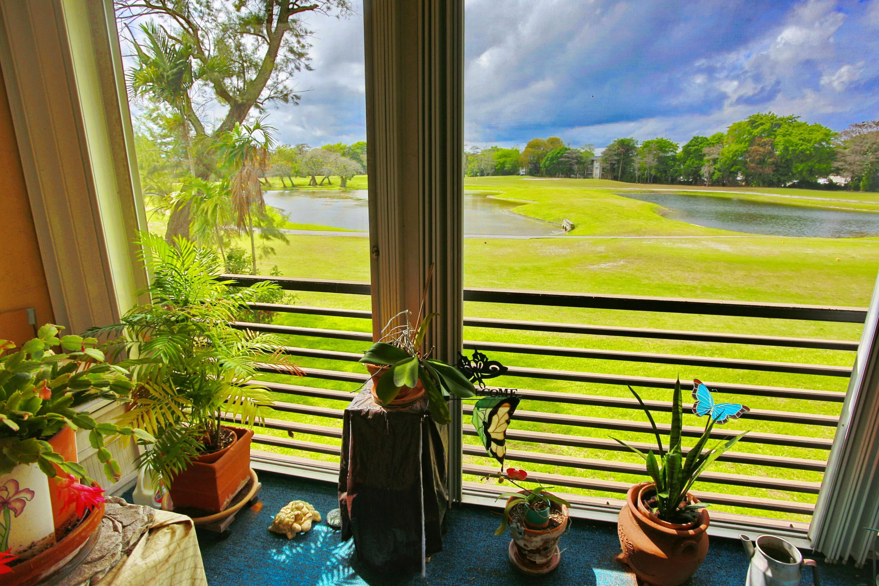 view of water and golf course