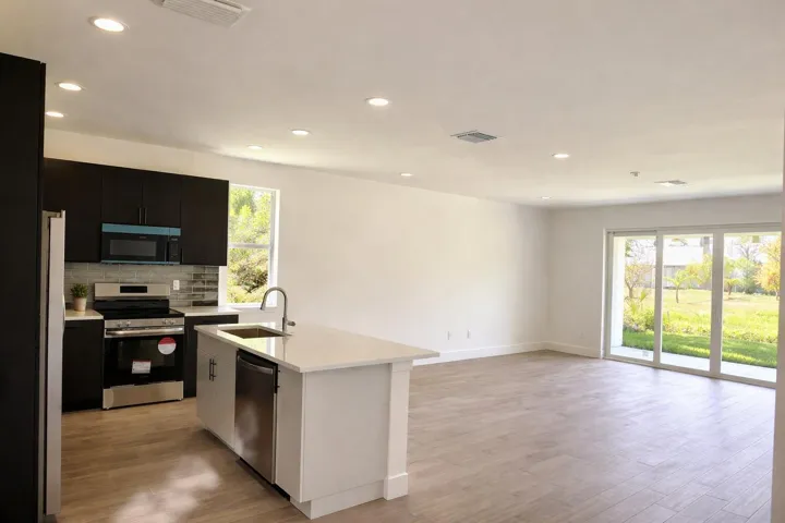 Modern kitchen and living area