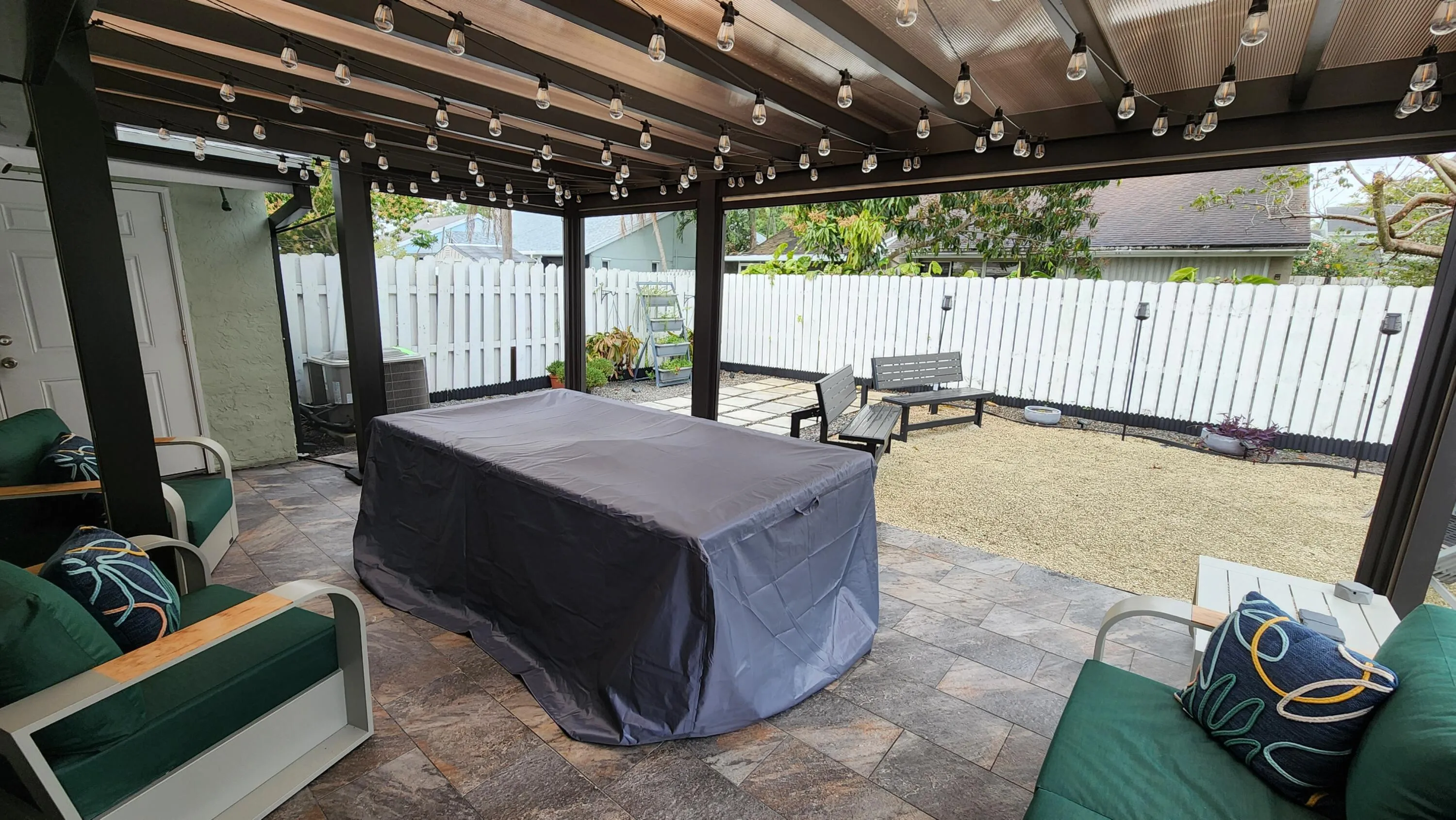 Covered Purgola Screens Up