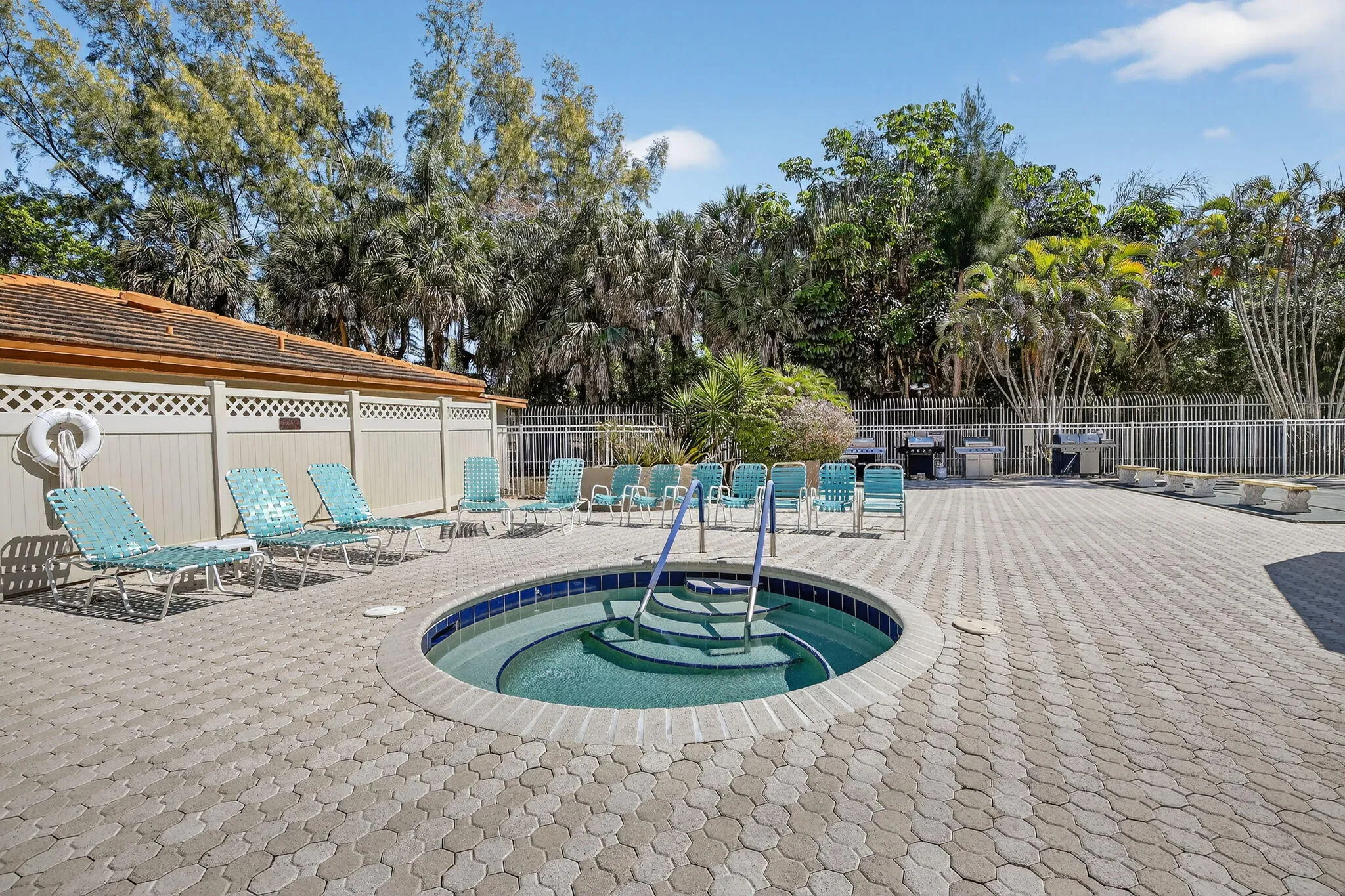 Plenty of lounge chairs are available for those hot, Summer days at the pool!