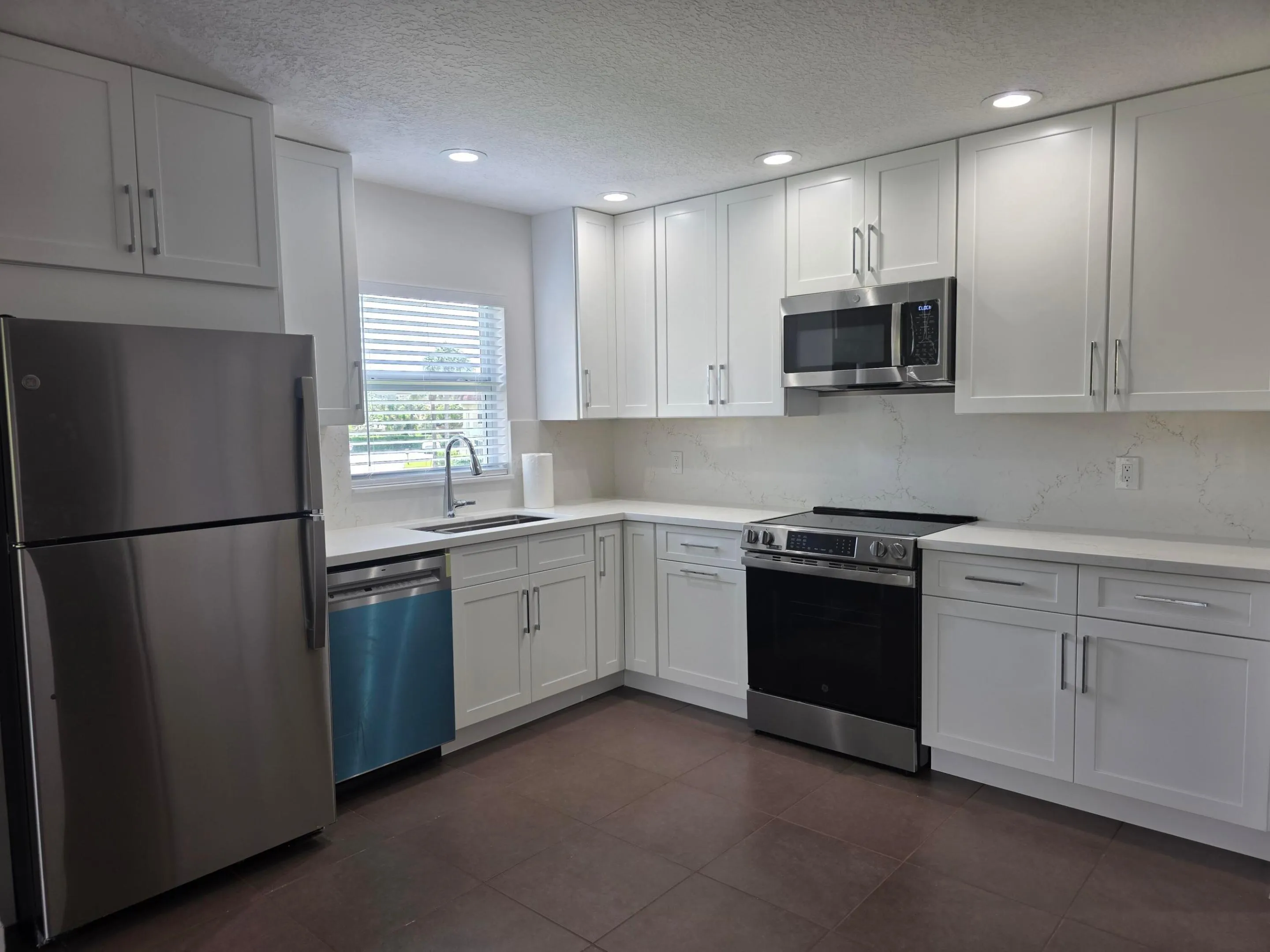 Quartz countertops and backsplash