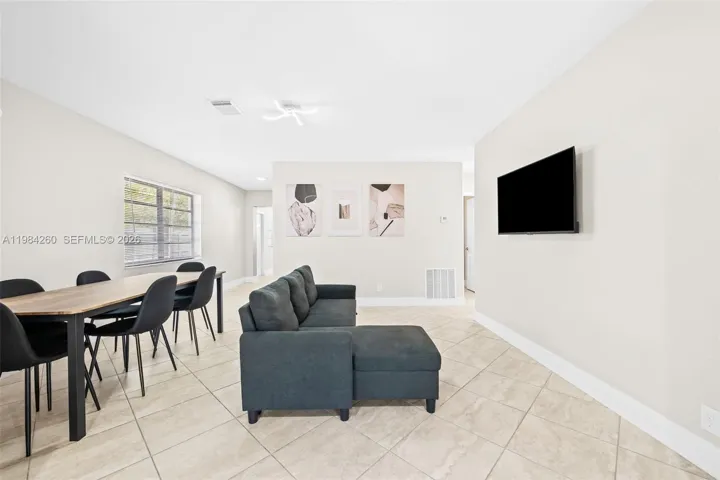 View from foyer to living / dining