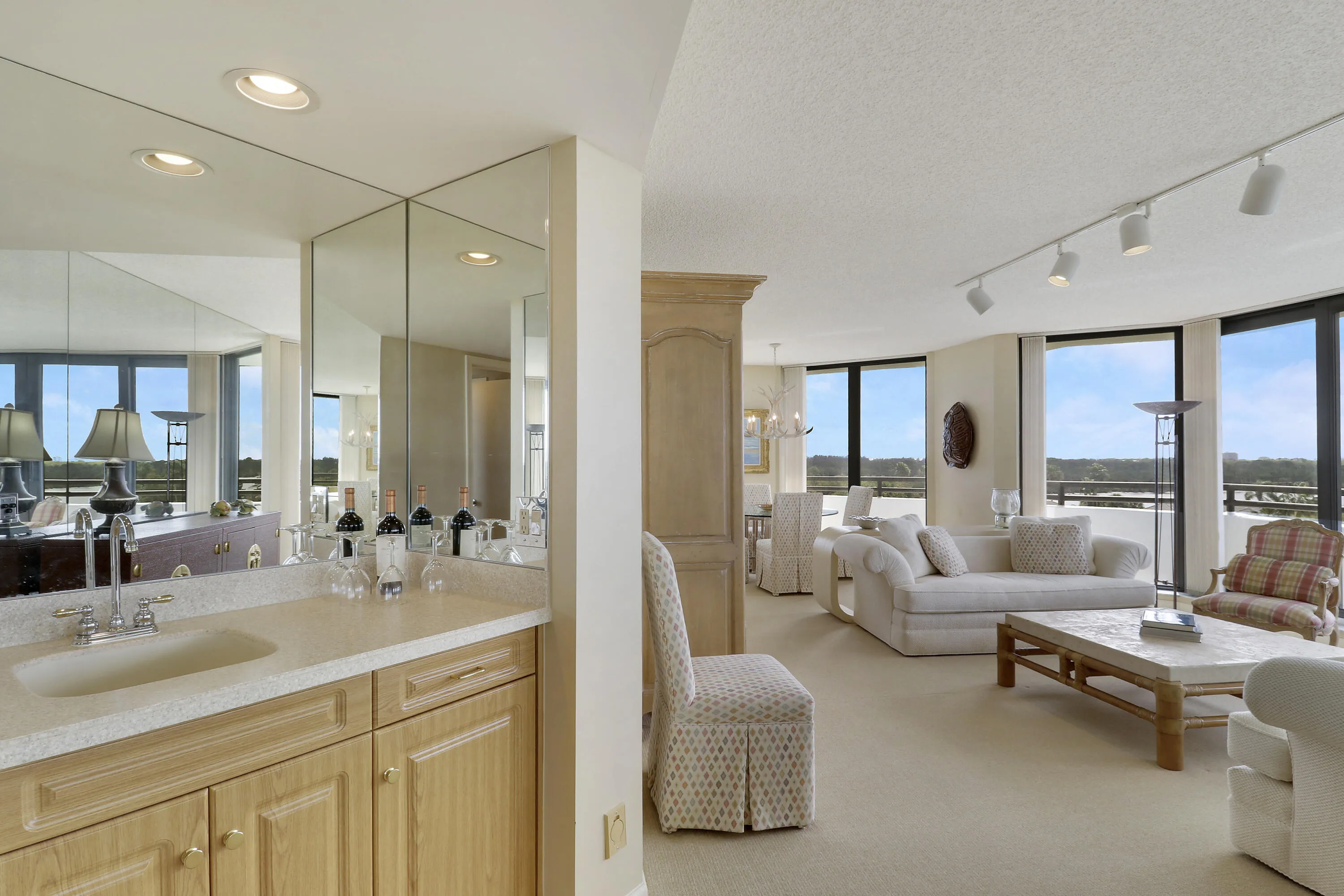 Wet Bar and Living Room