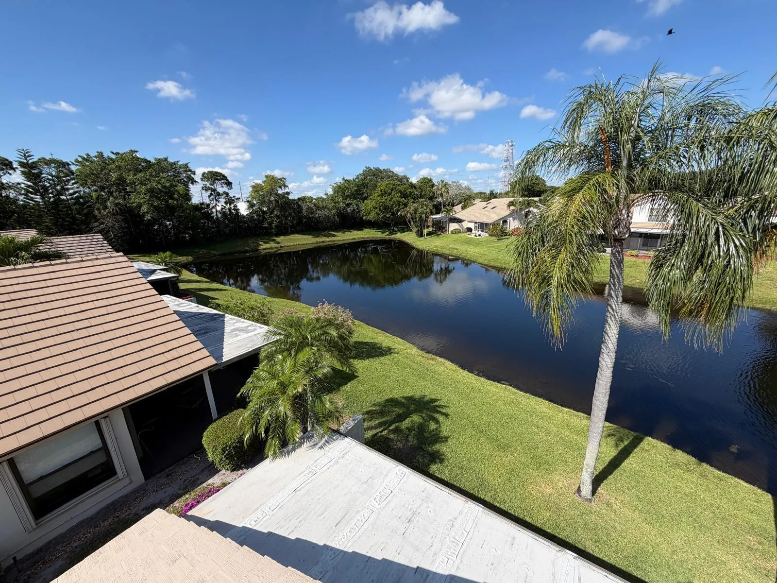 View of lake from backyard
