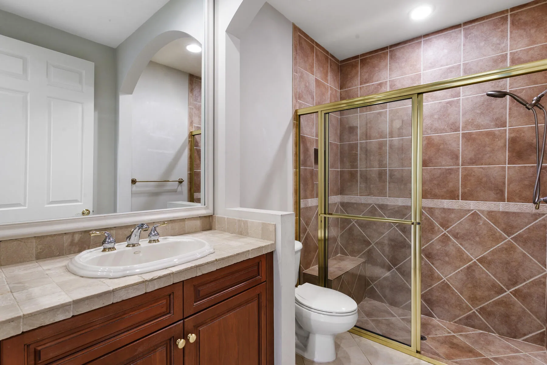 Large walk-in shower for guests