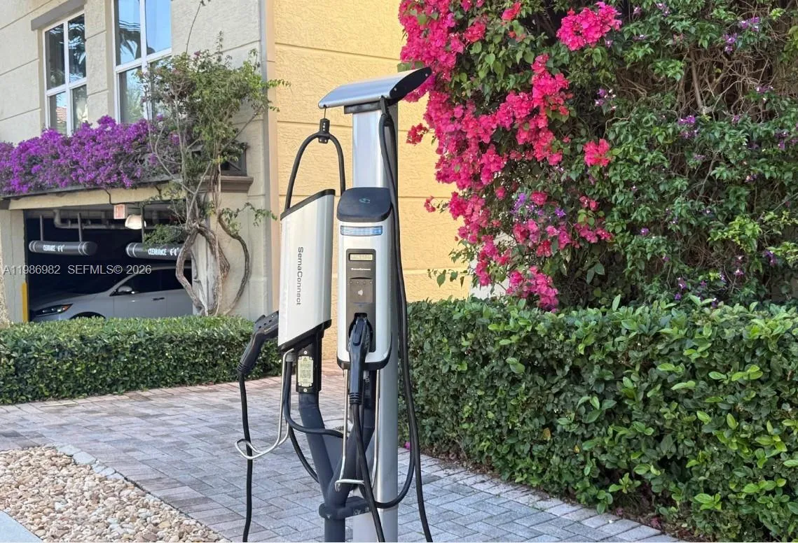 2 electric charging posts at the entrance of the complex.