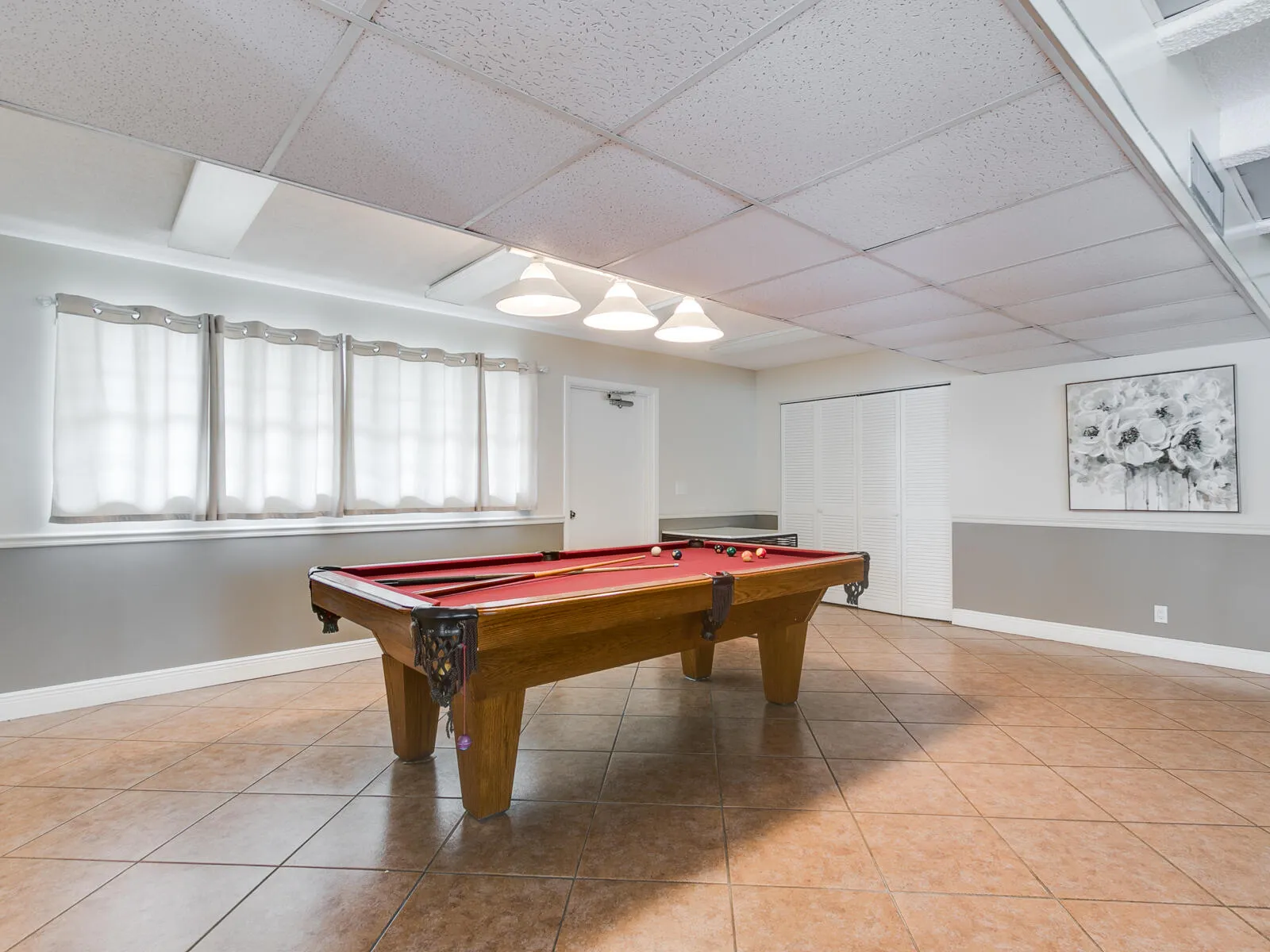 Ping Pong & Pool (Billiards) Table in Rec Room.