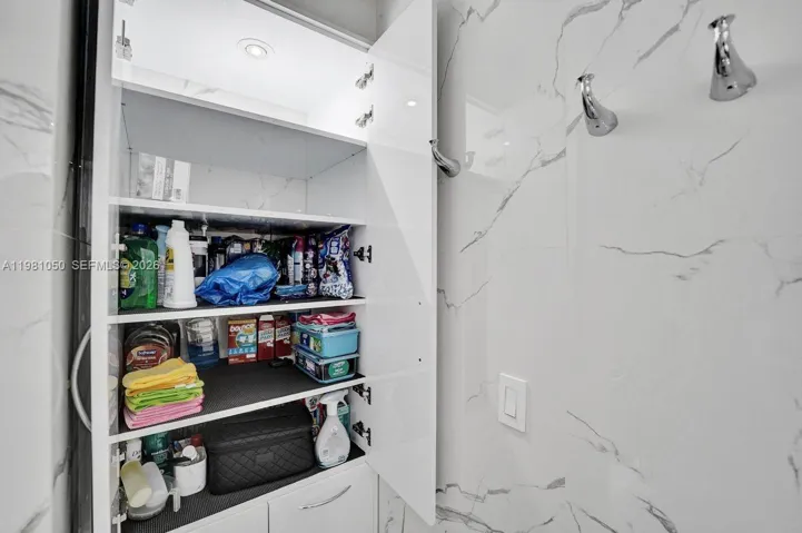 Extra storage in the bathroom.