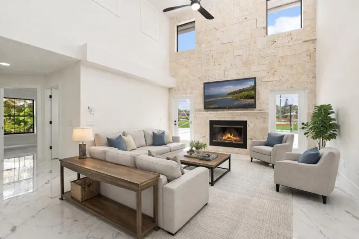 Virtually staged family room space