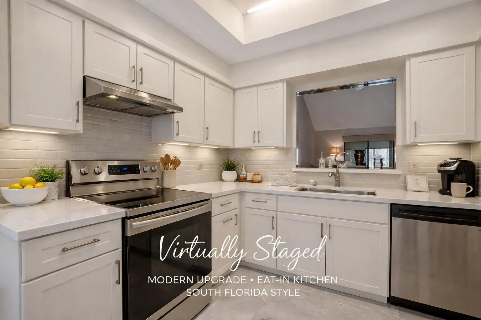 Virtually staged to showcase updated design & eat-in kitchen.