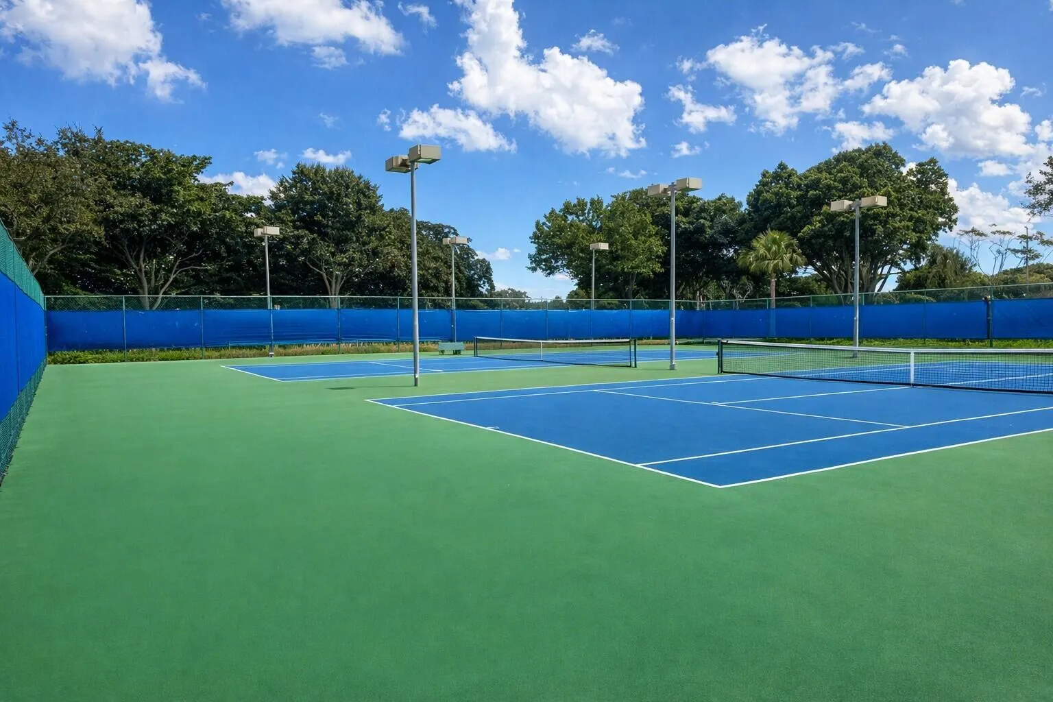 Well-kept courts ready for play & practice.