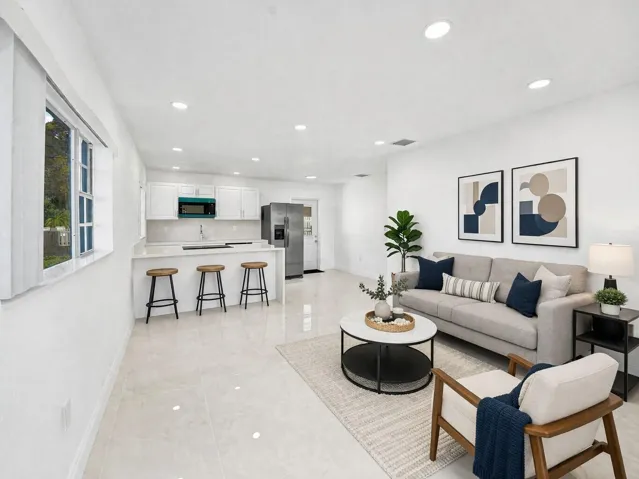 Virtually staged living area