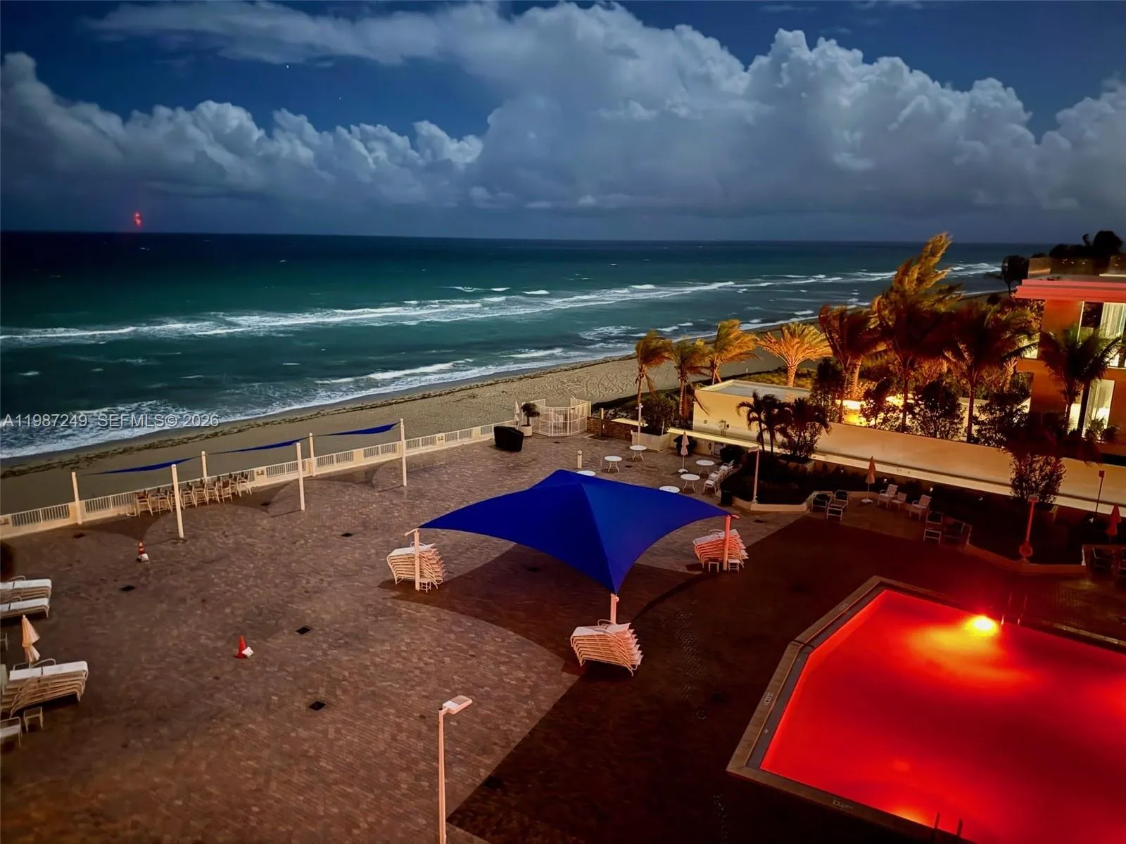 Pool at night w/ Turtle Lights