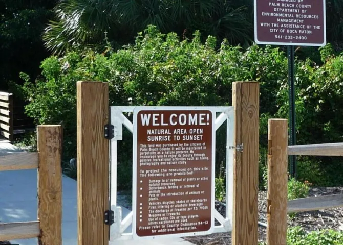 Entrance to adjacent Pond Hawk Nature Preserve with 2 miles of Trails.