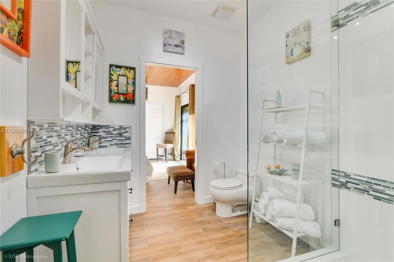 This bathroom has direct access to the master bedroom