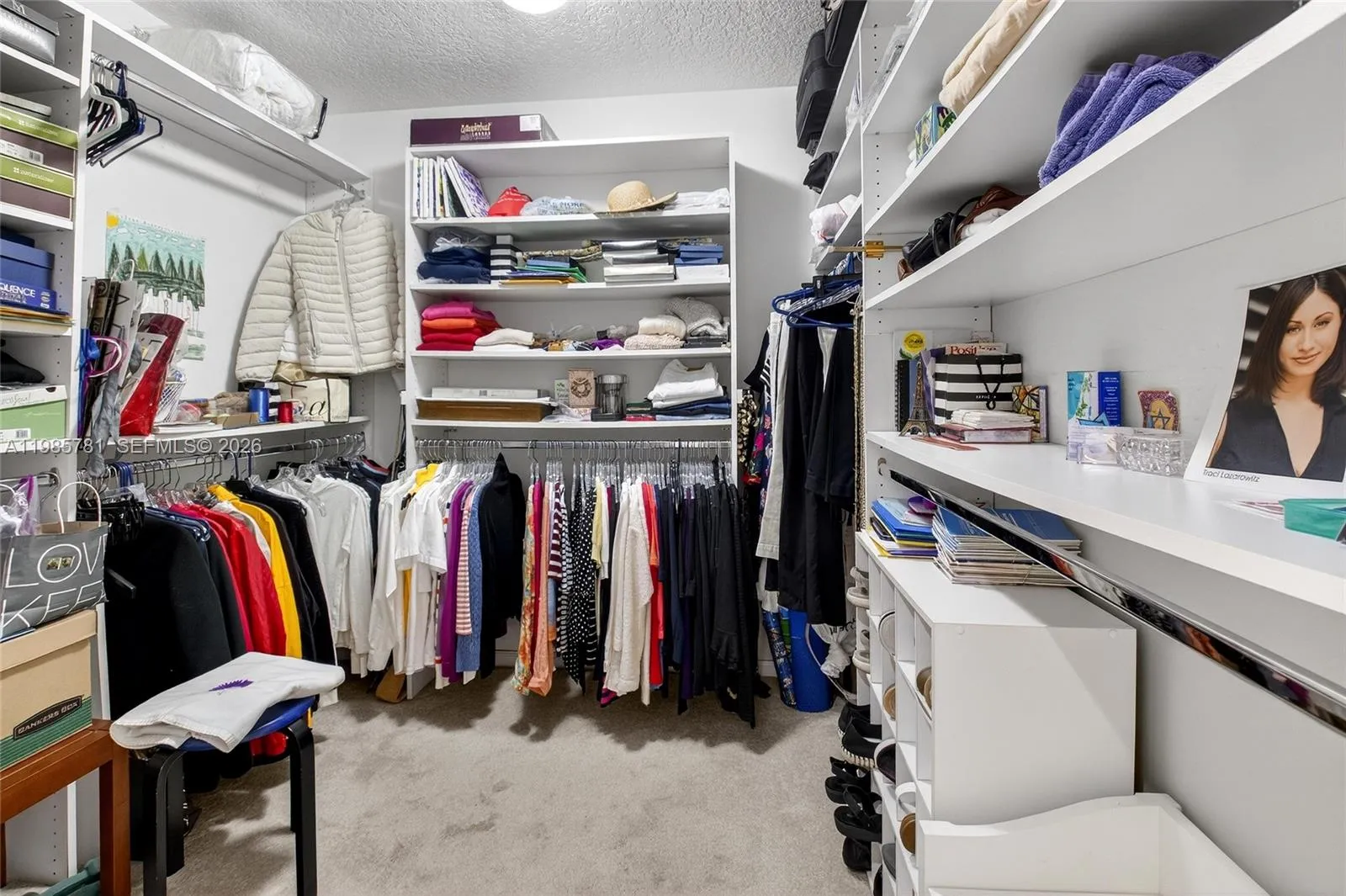 Organized walk in closet