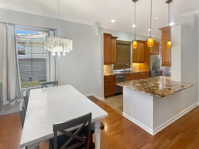 Dining room and kitchen