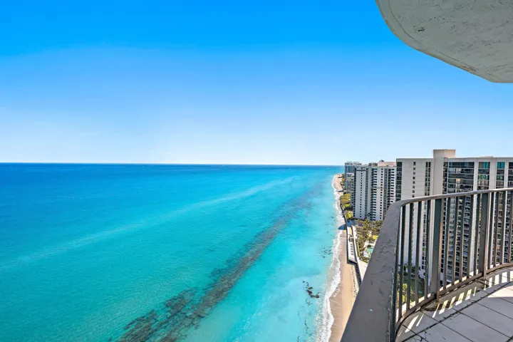 East, Southeast, and South exposure from the large covered balcony.