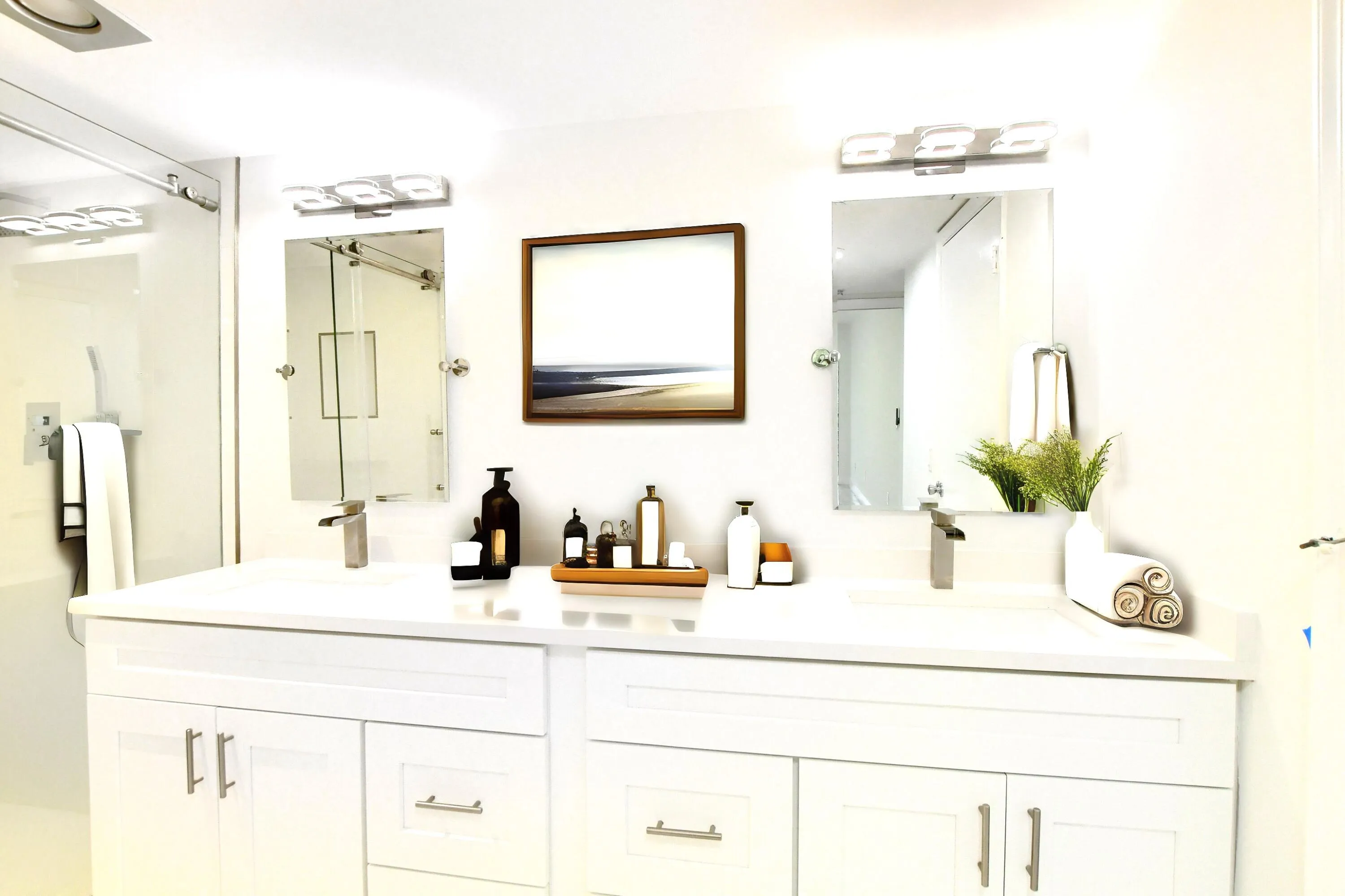 MASTER BATH / VIRTUAL STAGING | DOUBLE SINKS|EXTRA LARGE WALK IN SHOWER