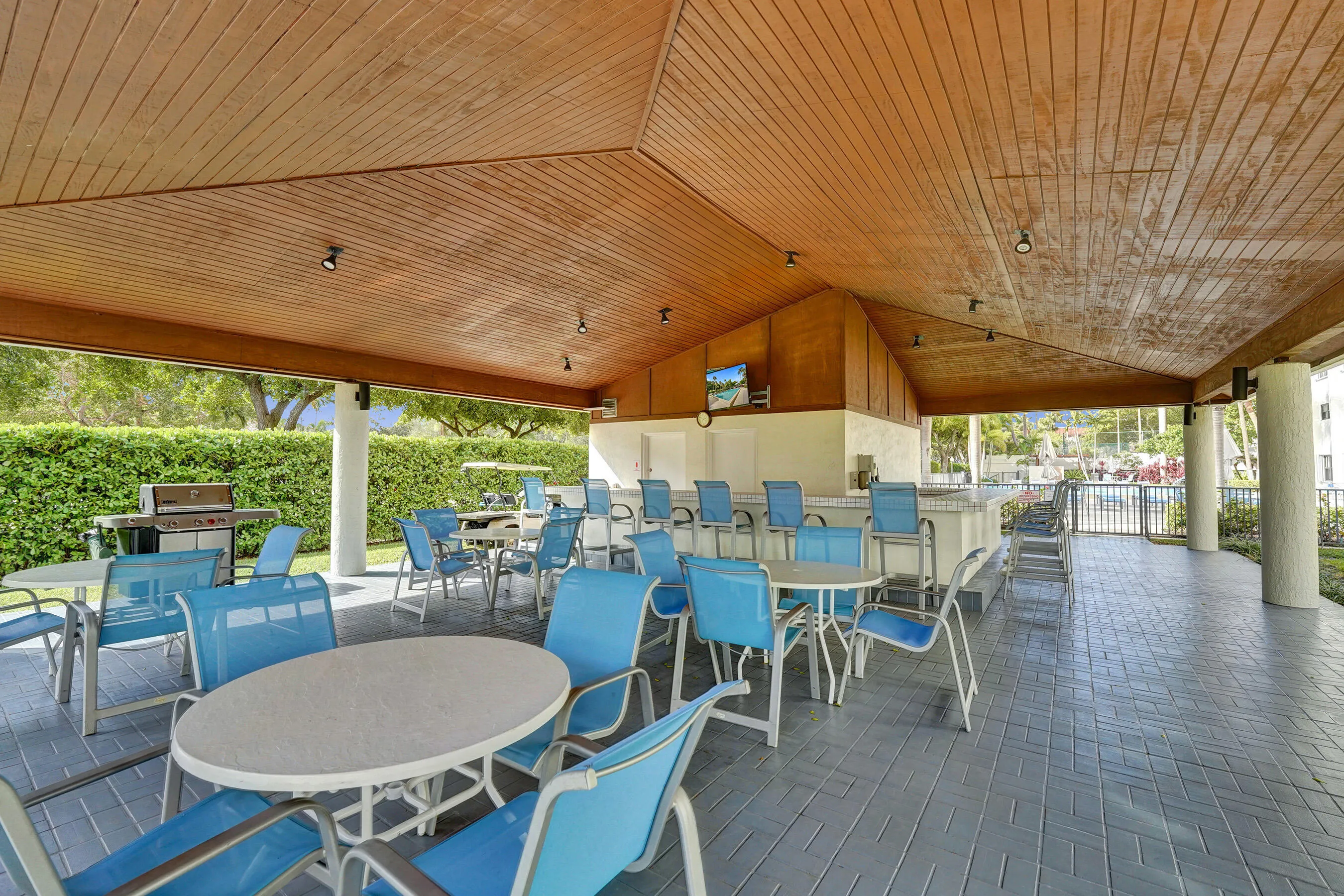 community pool sitting area
