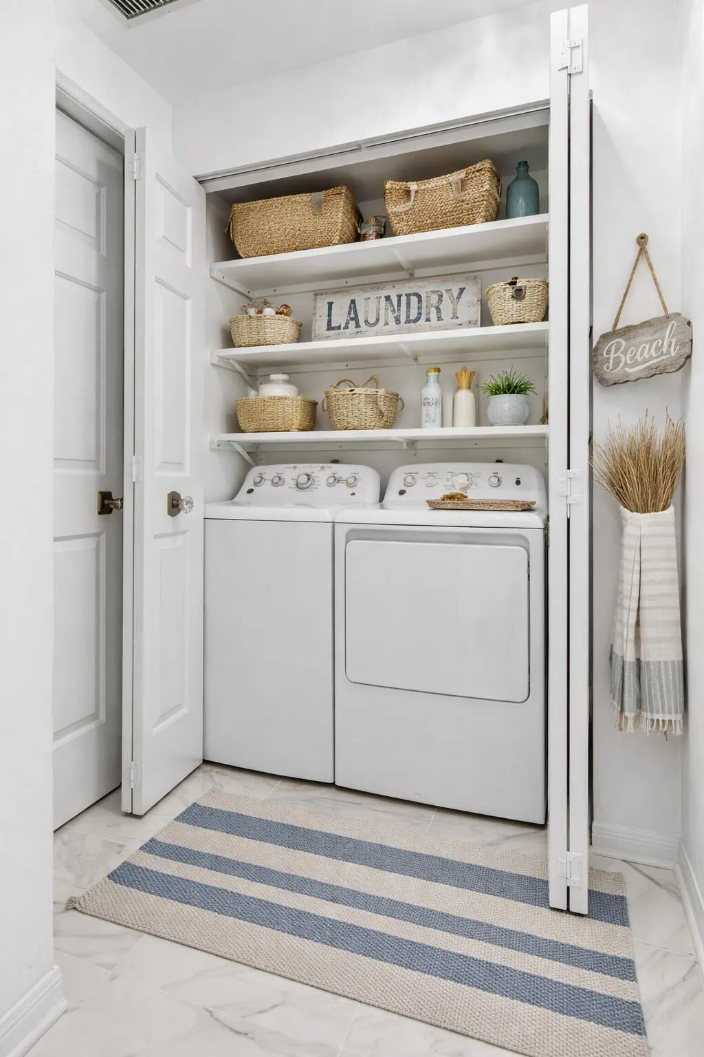 Virtual Staging- Laundry area with shelving