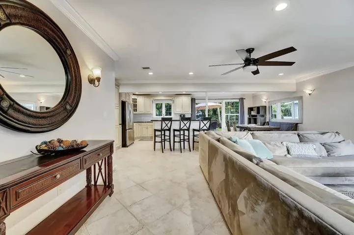 Entrance into Open Floor Plan with the L