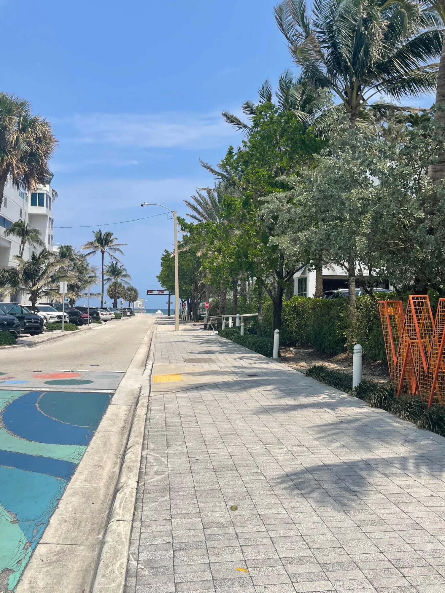 In front of the building looking one block east to the ocean.