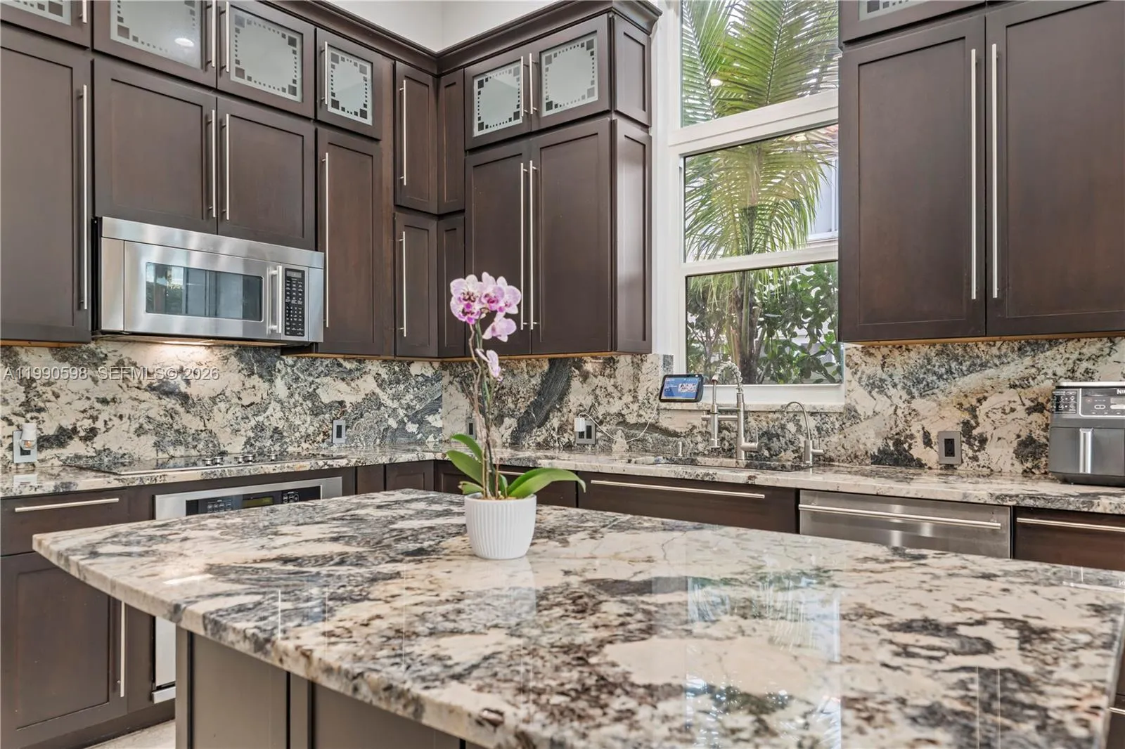 Luxury Chef's Kitchen With Rare Marble Stone & Island