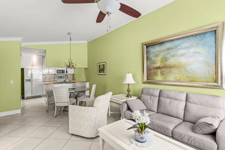 Beautiful Tile throughout. The painting over the couch is not part of the sale.