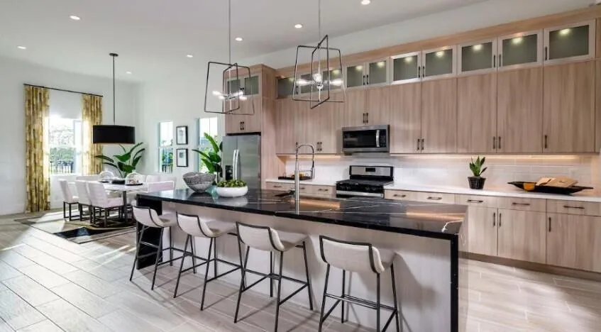 Gourmet kitchen with large center island