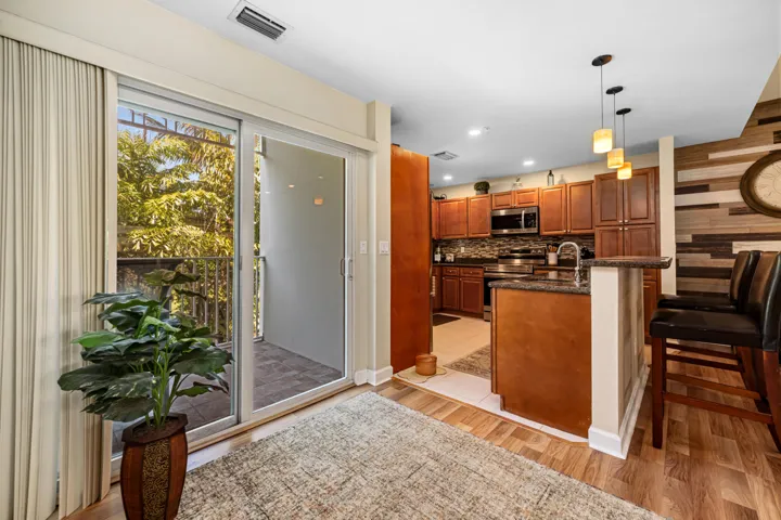 View of Kitchen and Balcony Door