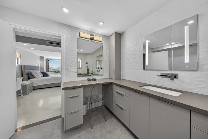 Primary Bathroom with dual sinks and large shower!