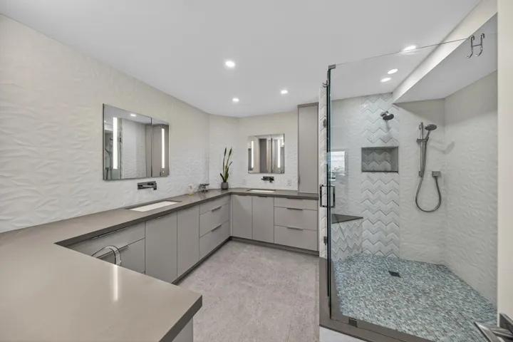 Primary Bathroom with dual sinks and large shower!