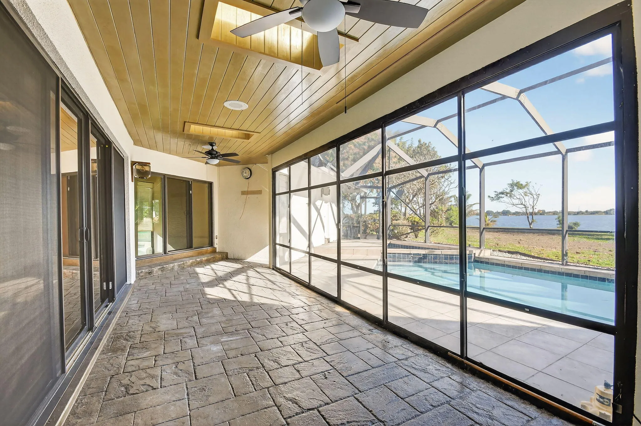 covered patio with pool