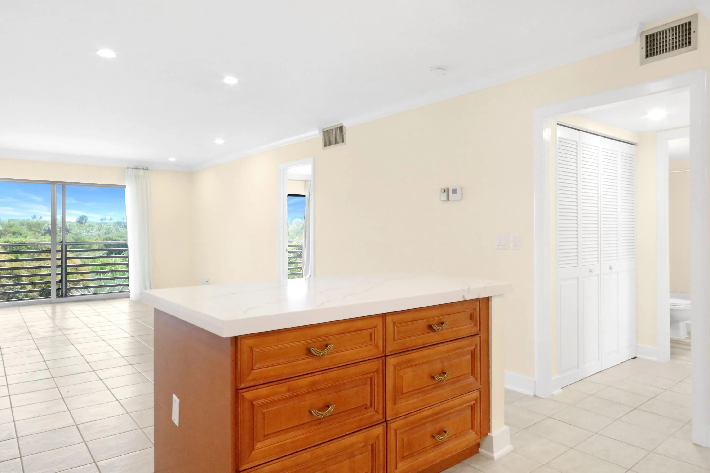View from Kitchen into guest bath