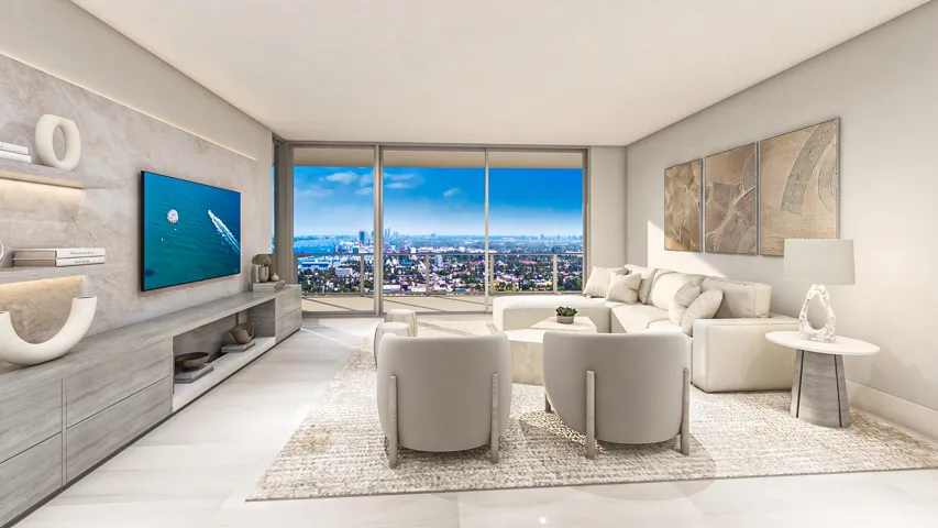 A.10 Great Room Furnished Rendering; Terrace