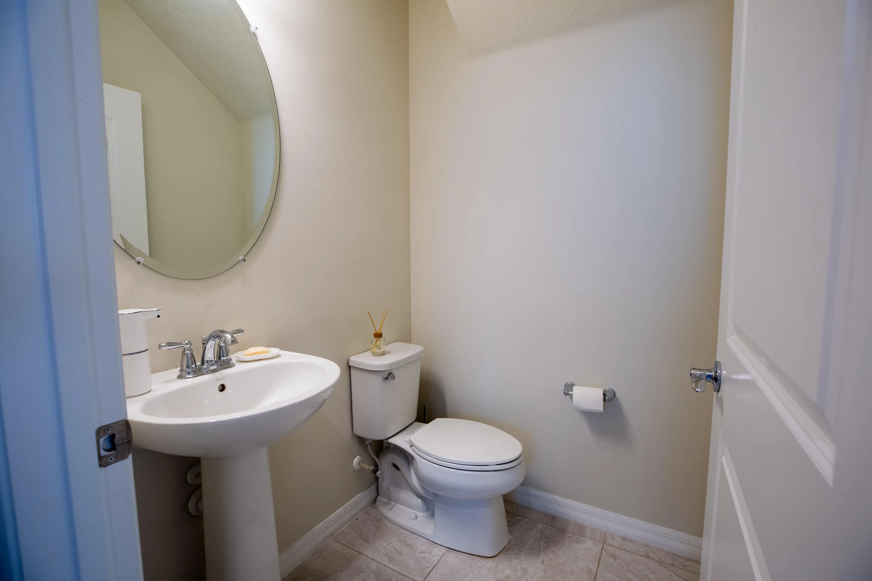 First-floor powder room