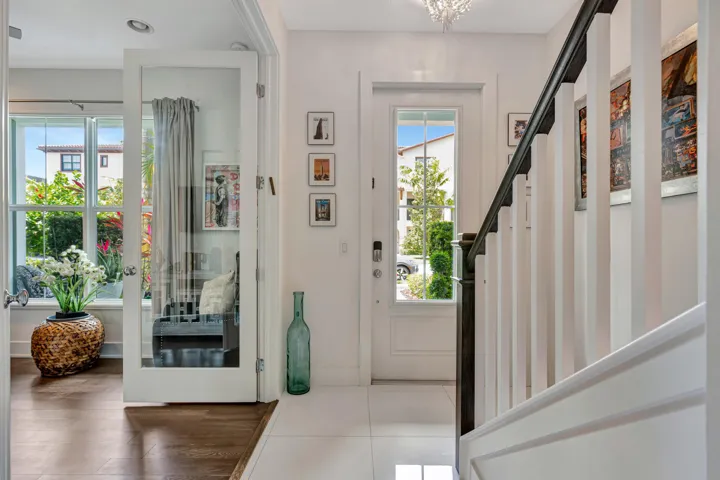 Front door and stairs off office
