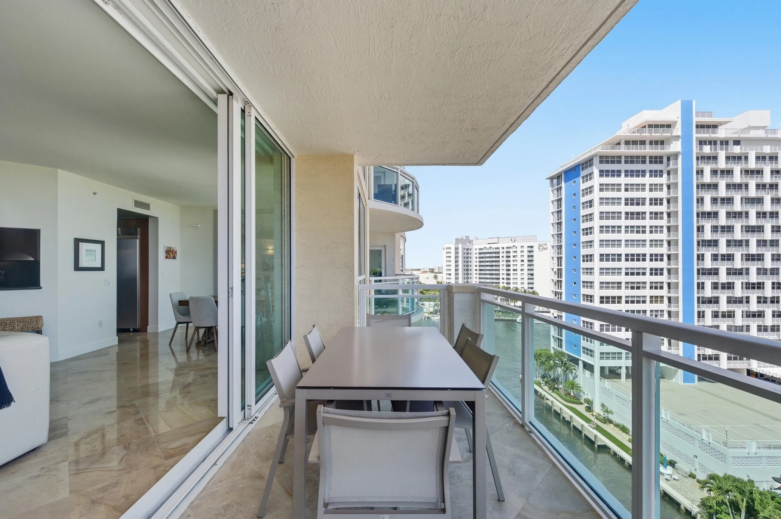 Living Room Balcony overlooking Intracoastal, Ocean, and Hugh Birch State Park