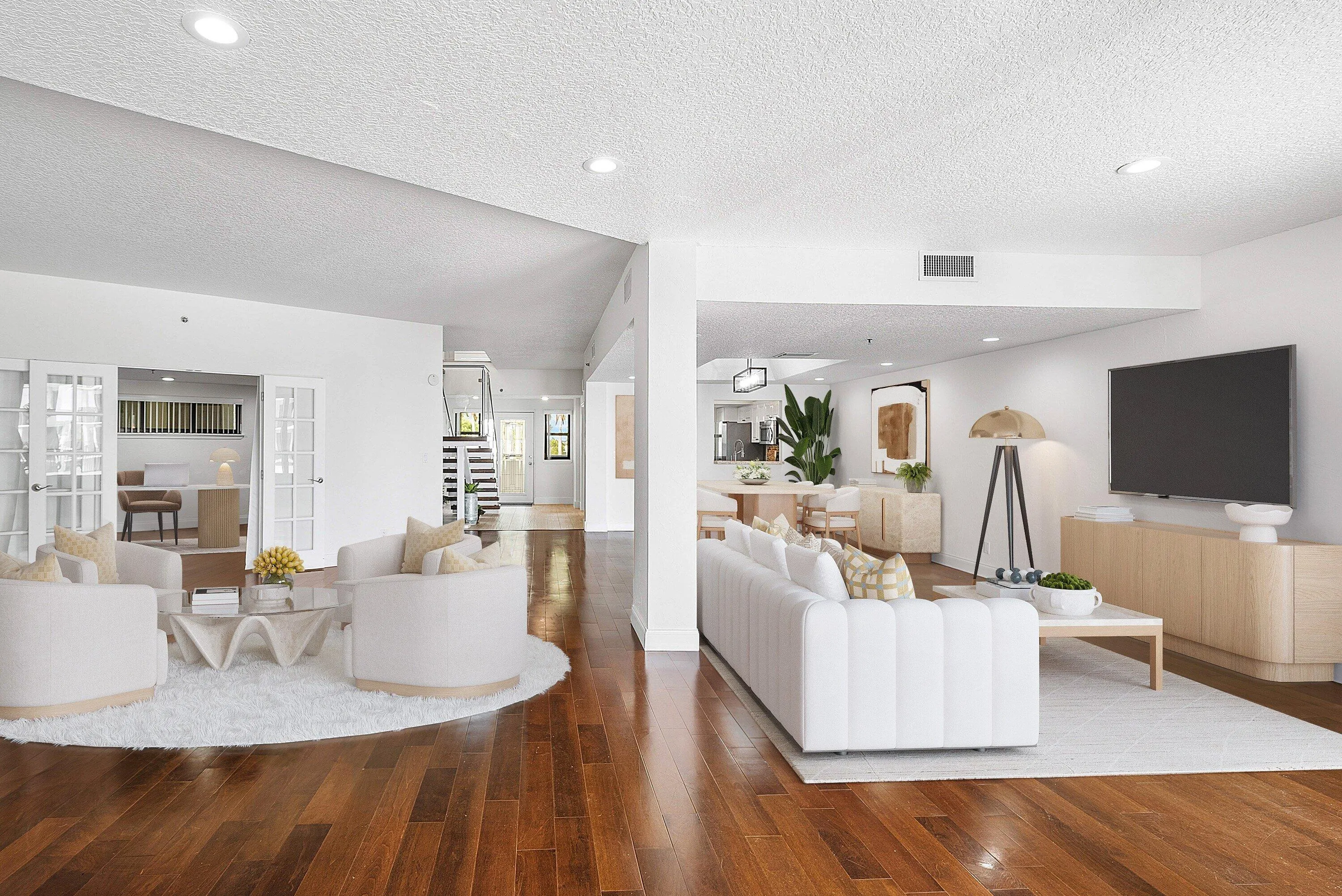 Virtually staged living areas