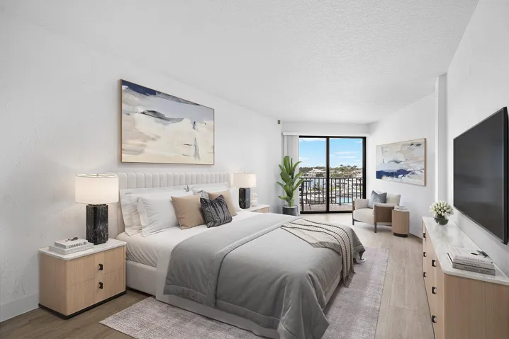 Virtually staged primary bedroom