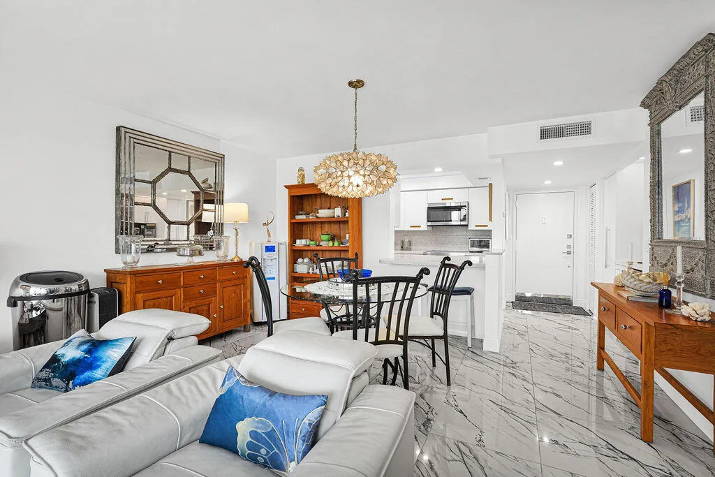 Looking from living room towards dining area & kitchen